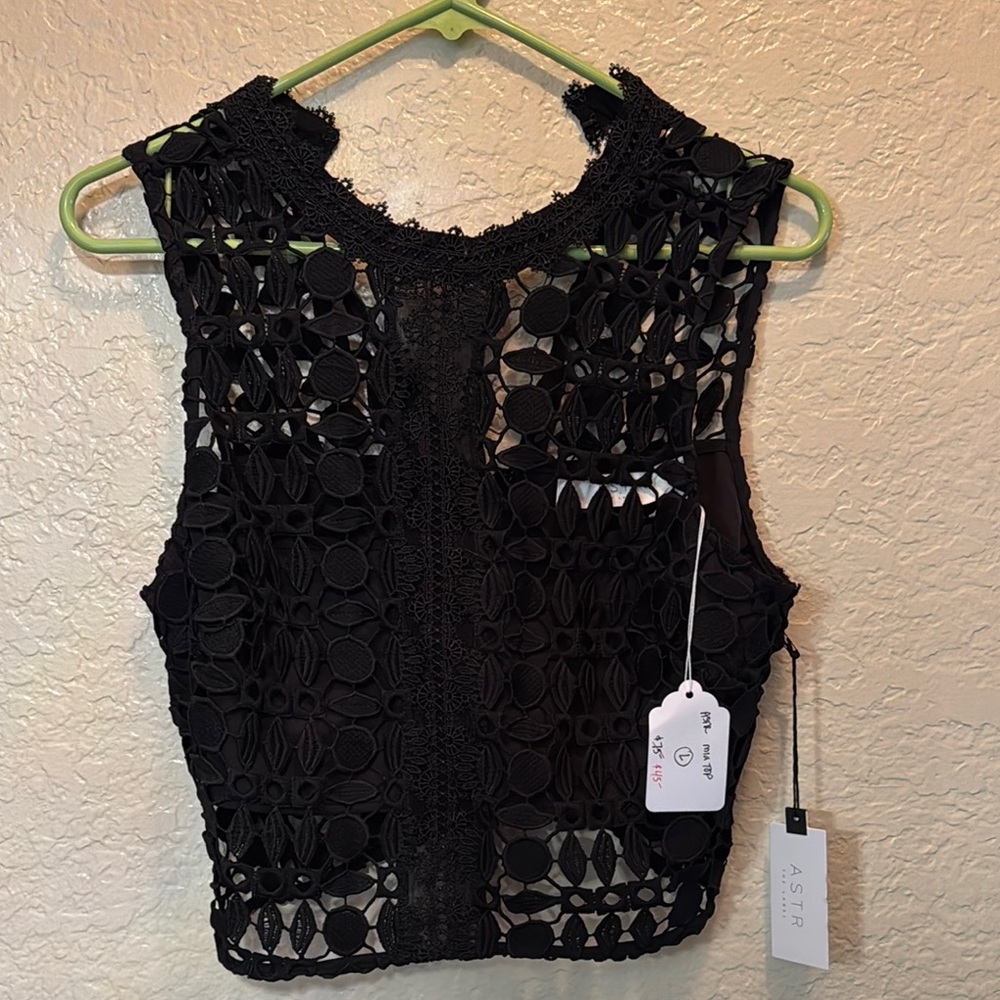 ASTR Black Lace Sleeveless Top